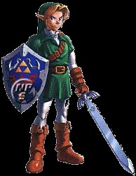 Link holding the Master Sword!